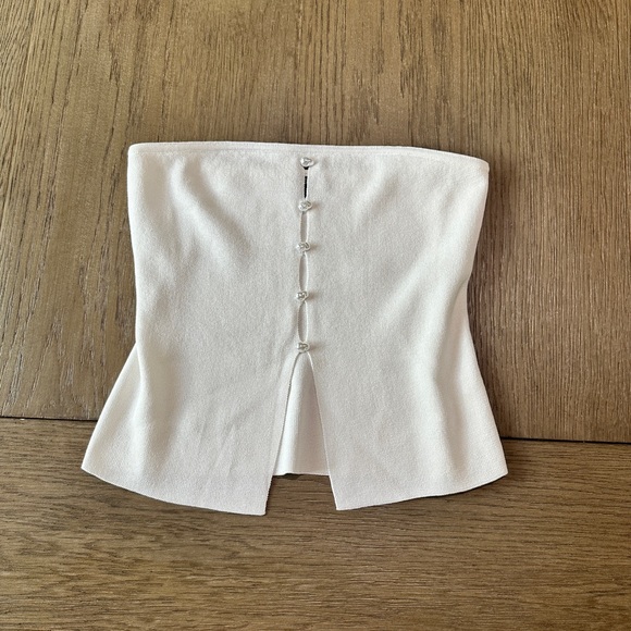 wild fable Tops - Wild Fable Knit Tube Top with Faux Pearls Size Small White